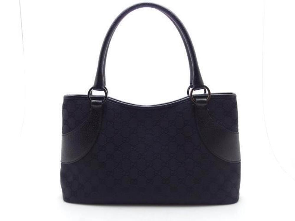 Gucci GG Canvas Tote Bag Black Calfskin